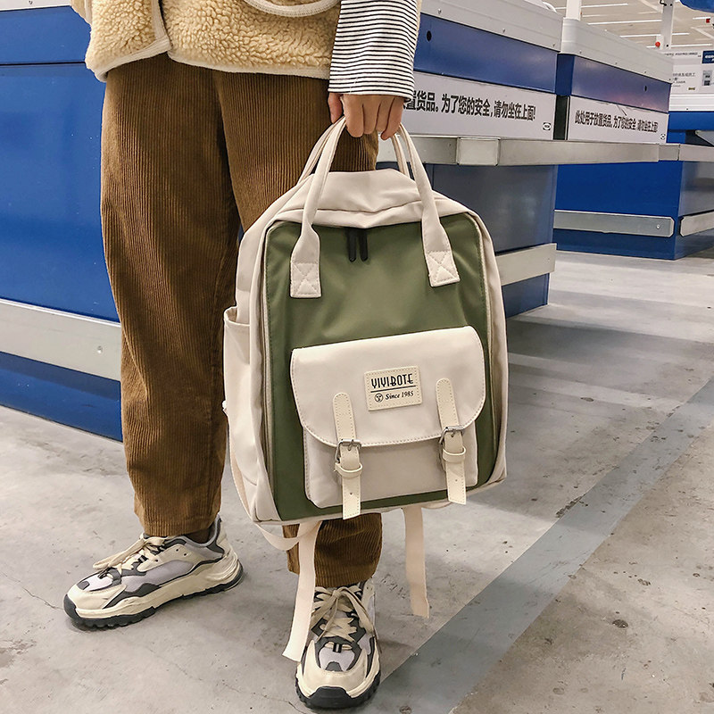 Xiaoqing fresh green bag senior in style and art students with large capacity female Han bag tide