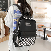 Junior high school student bag female high school student large capacity College student backpack 2021 new fashion chessboard Plaid