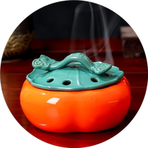 Creative ceramic tea table ornaments cute tea tray tea table ashtray tea play tea art personalized incense burner persimmon small ornaments