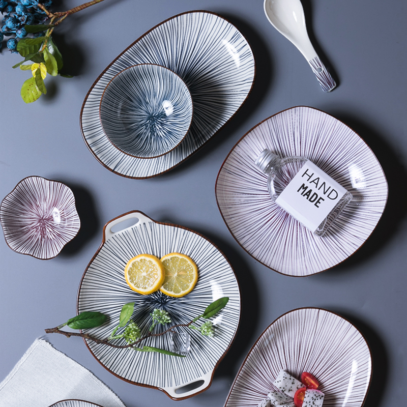 Clear Barn Home Plate Sub Personality Creative Irregular Dinner Plate Ceramic Saucer Dish Suit and