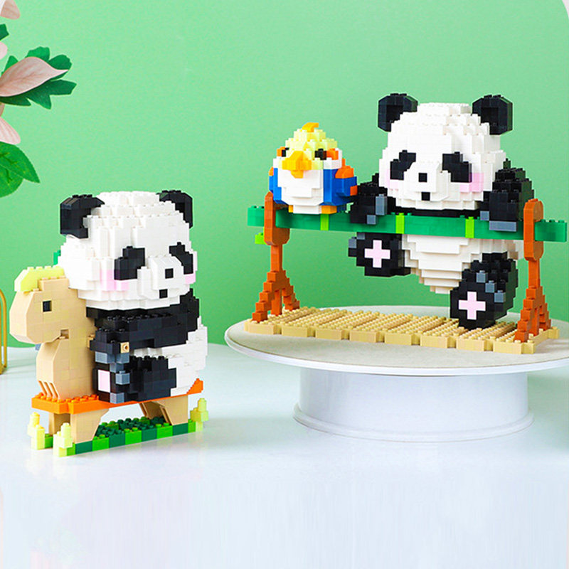 Xiaofangle Panda Building Blocks Cartoon Educational Assembly Small ...