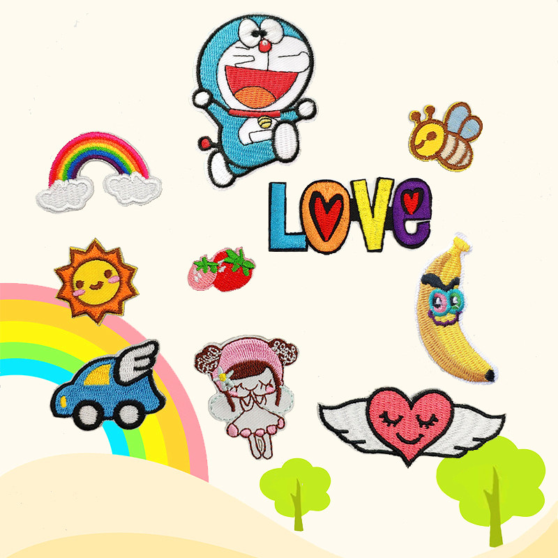 Cartoon Clothing Patched cloth patch Fashion Pants Bag to decorate Self-adhesive car Top patch Broken Cave Children Embroidery