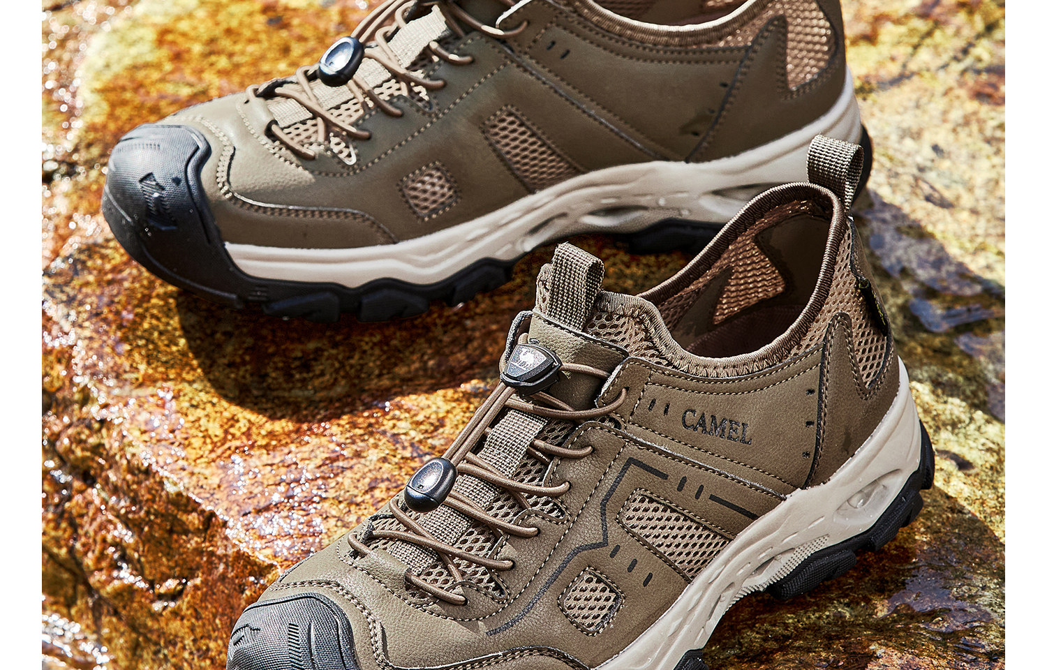 Mesh обувь 骆驼男鞋2025夏季新款户外休闲 𫔮徒步鞋男运动凉鞋透气网面溯溪鞋男 Camel