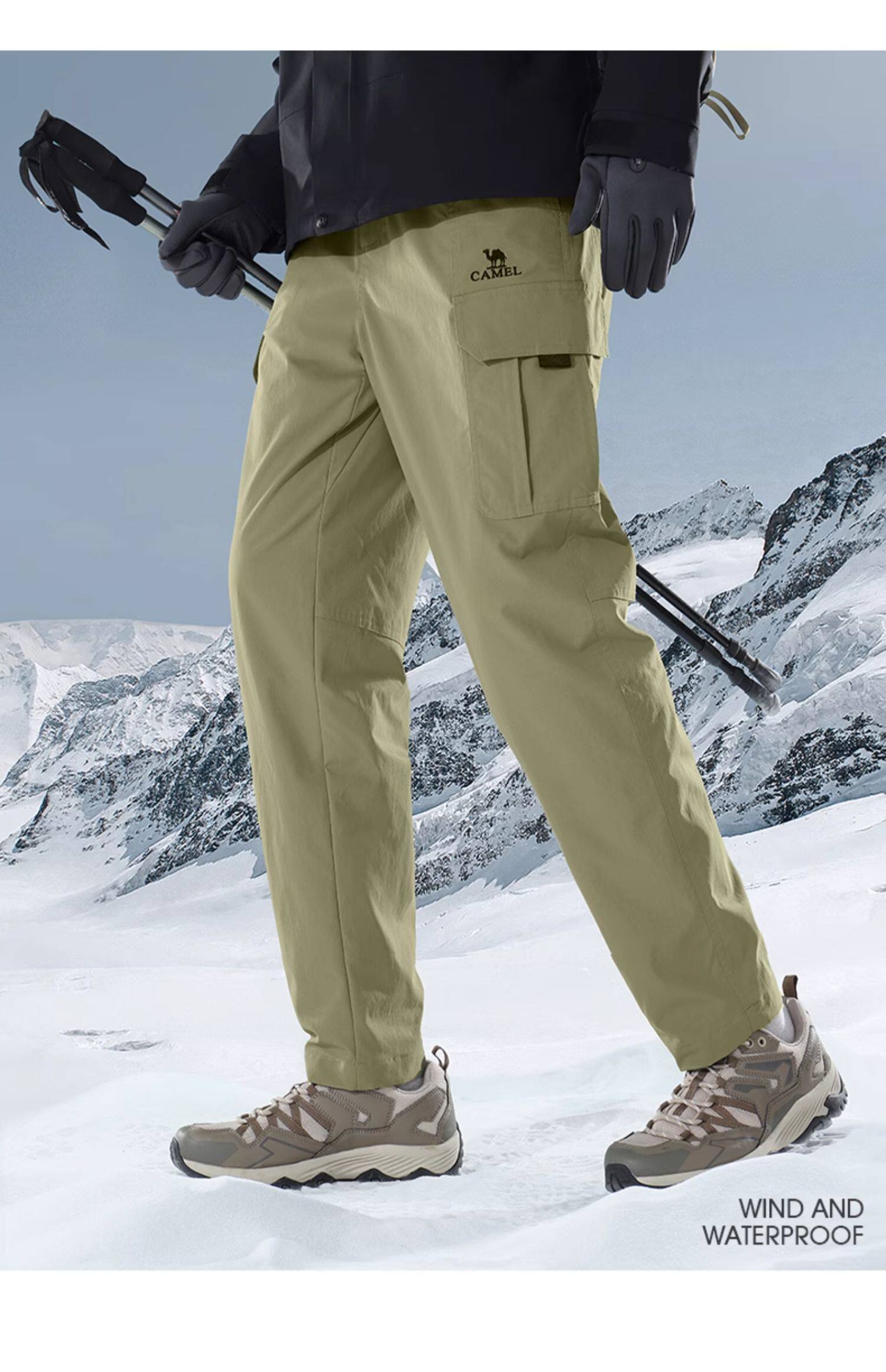 Дорожные спортивные утепленные модные трендовые штаны, свободный прямой крой Camel 