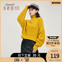 Camel Womens Clothes 2022 Autumn New Half Turtleneck Sweater Lazy Style Korean Style Loose Versatile Casual Knitwear