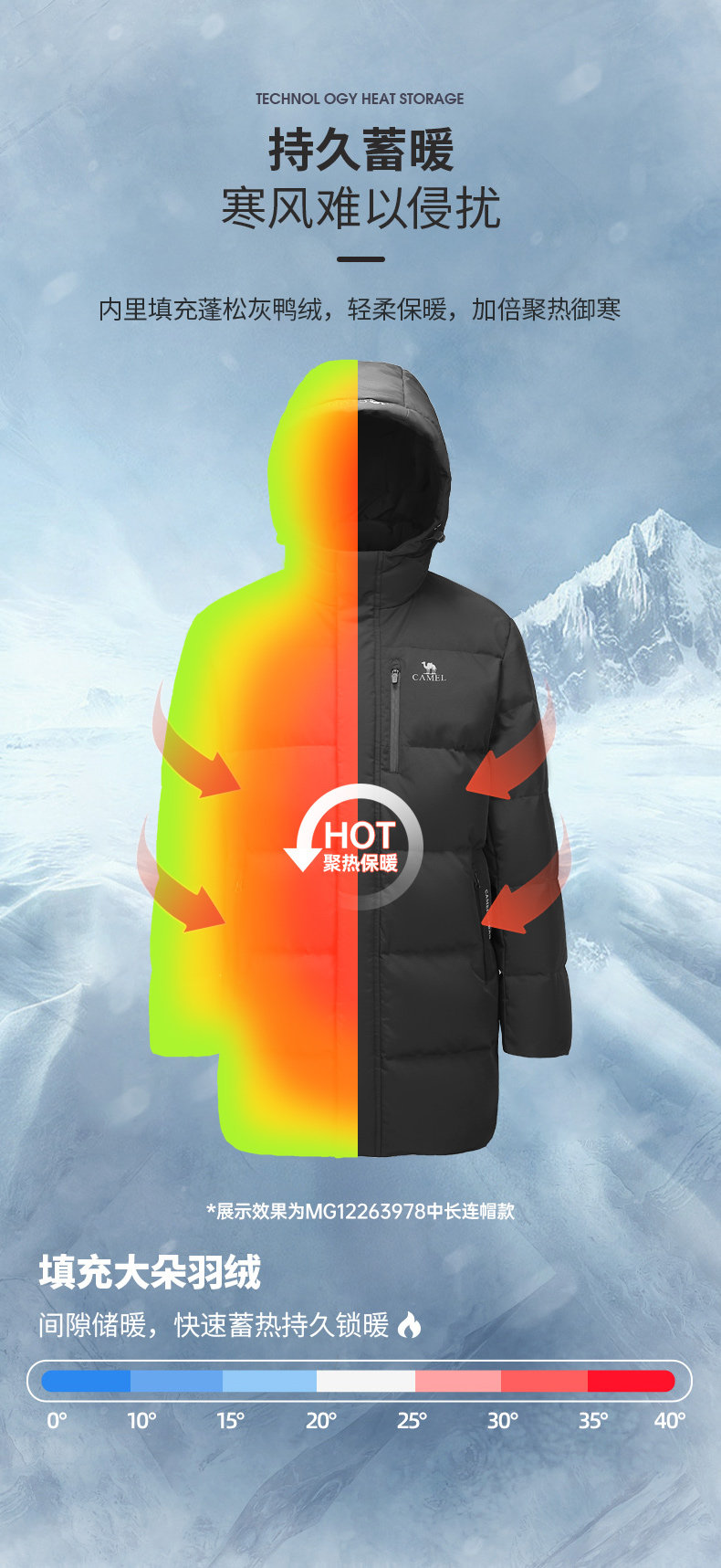 Camel 骆驼 22年秋季款 中长款连帽羽绒服 双重优惠折后￥379.1包邮 男、女多款多色可选