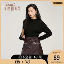 Camel Womens Half Turtleneck Sweater 2022 New Womens Winter Pullover Lazy Knitted Sweater Top