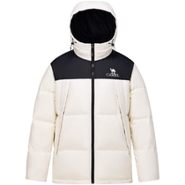 Camel Outdoor Down Jacket Mens Winter Thickened 2024 New Hooded Short Bread Jacket Warm and Coldproof Jacket for Women
