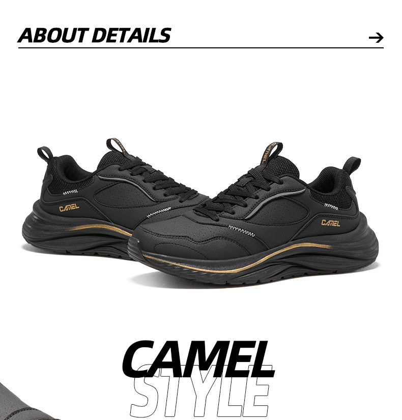 Обувь для пересечённой местности 【q态柔】骆驼轻量高弹运动鞋男士冬季新款男鞋革面防水跑步鞋女 Camel
