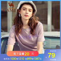 Camel womens clothing 2021 spring new printing pure cotton round neck short sleeve t-shirt womens base shirt simple loose top