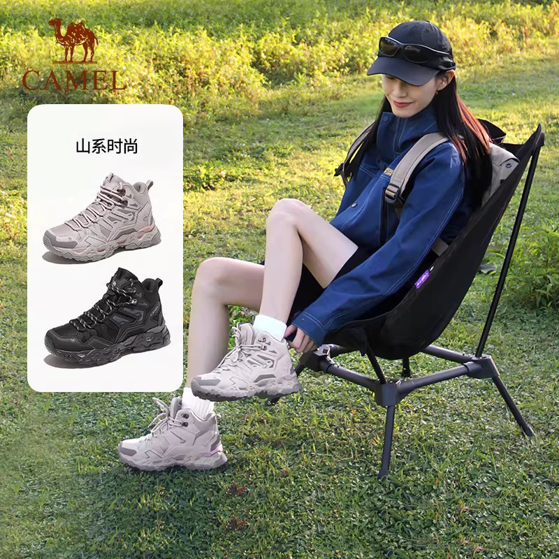 Camel Outdoor High-Top Hiking Shoes for Women, Waterproof, Non-Slip, Lightweight, 2026 Autumn Mountain Climbing Professional Sports Hiking Shoes