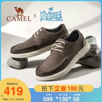 Camel 2022 Summer new 100 hitch Leather Soft Bottom Soft Leather Breathable minimalist lace Comfortable Commute Casual Shoes Man