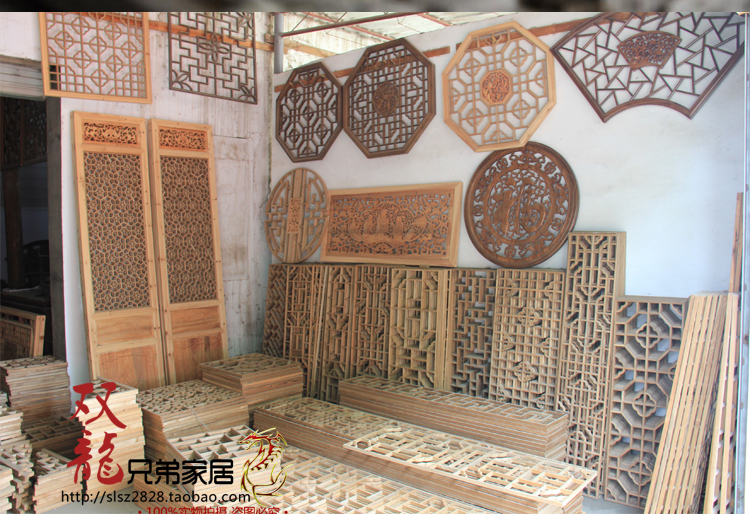 Ming và Triều Đại Nhà Thanh antique trang trí màn hình treo nghiên cứu màn hình phòng khách phong cách Trung Quốc vòng cửa sổ màn hình rắn gỗ màn hình thơm long não Dongyang khắc gỗ