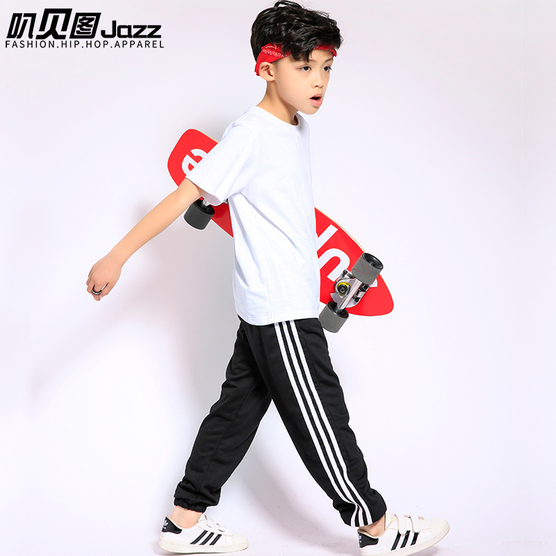Quần nhảy hip hop đường phố trẻ em, quần áo tập thể dục trẻ em, kinh điển lỏng lẻo, ba thanh, quần, chân, xu hướng, trang phục, bông thời trang trẻ em