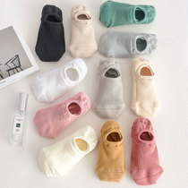 Boat socks female invisible socks shallow mouth does not fall with summer thin color cotton socks summer deodorant non-slip silicone socks