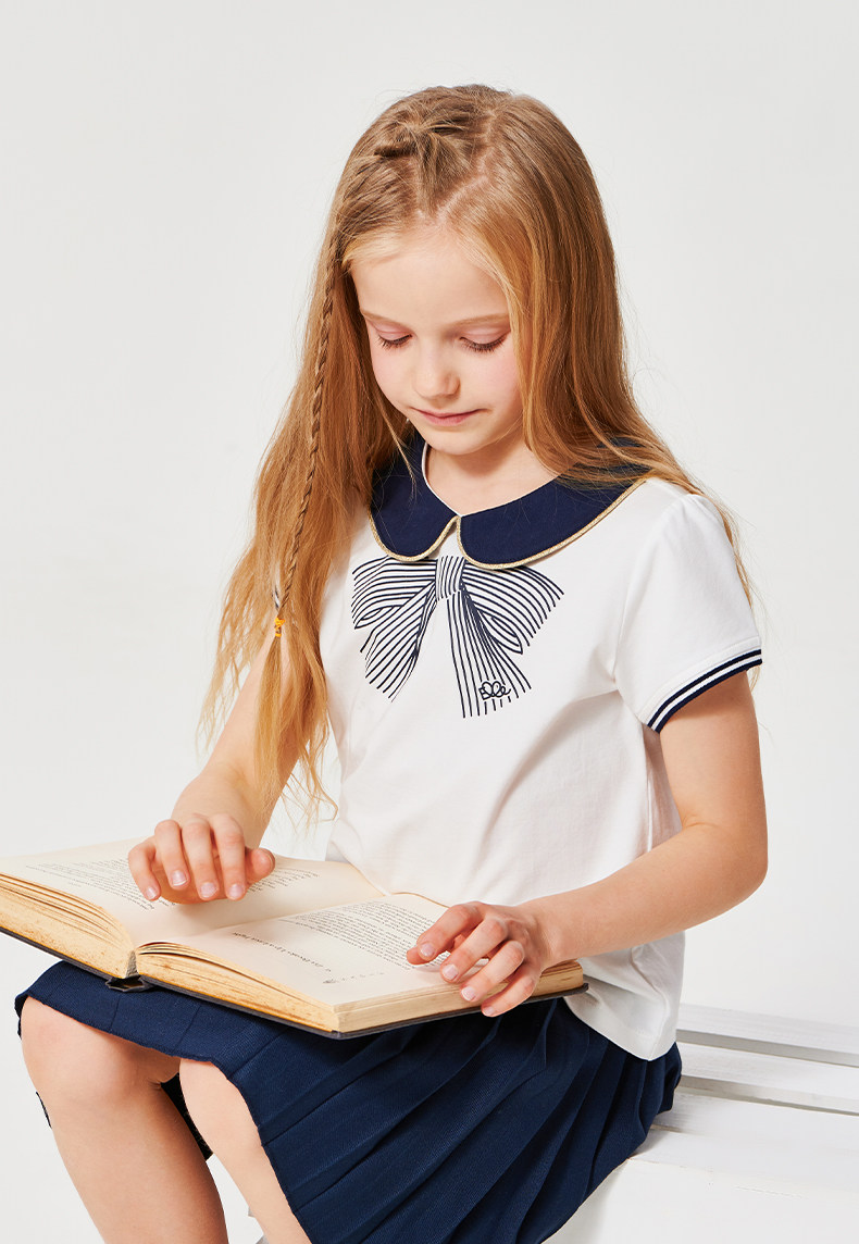 ELLE kids 21年夏季新款 女童娃娃翻领上衣polo衫 天猫优惠券折后￥59包邮（￥149-90）110~160码3色可选