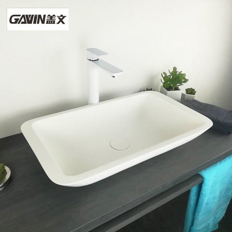 Modern minimalist white integrated terrace basin washbasin toilet art basin washbasin square basin Home Terri basin-Taobao