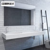 Simple matte artificial stone integrated wall table under single double basin wash hand wash wash pool toilet Home Hotel customization