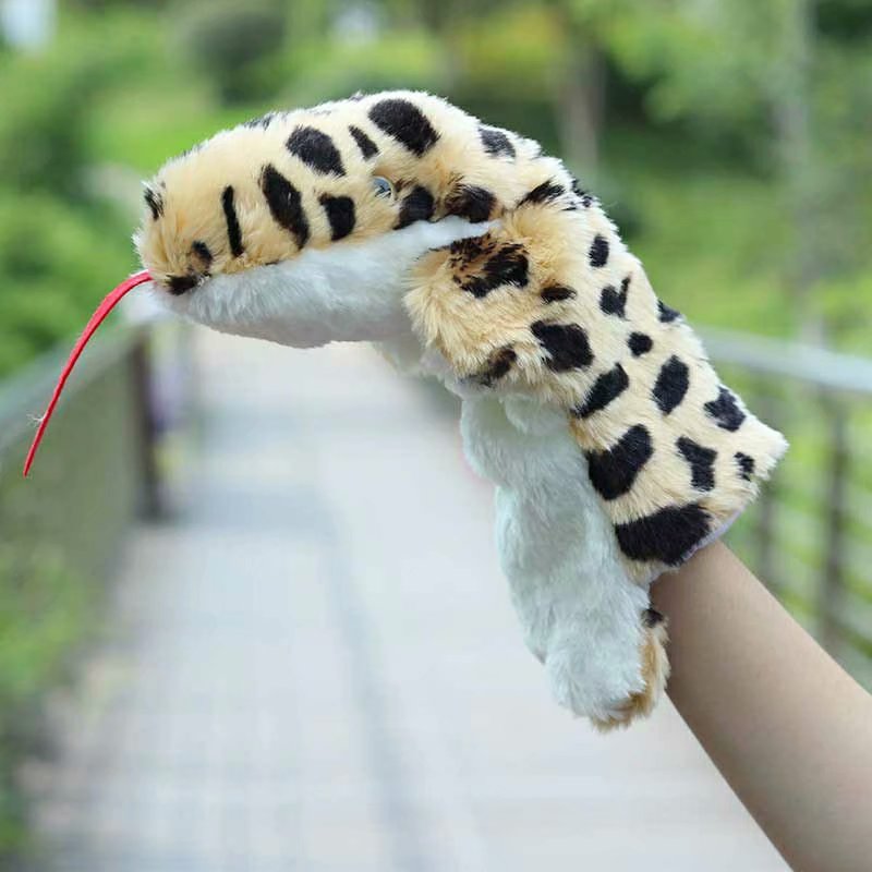 Best selling children's zodiac snake hand puppet toy simulation python plush doll storytelling gloves doll stage performance