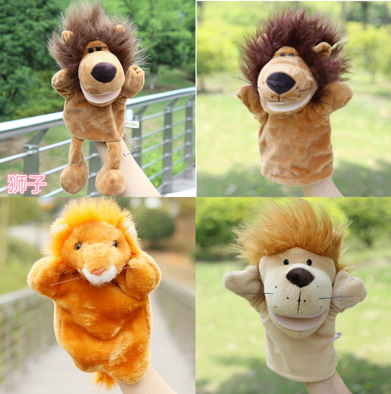 Early teaching parent-child mouth can move lion hand puppet toy plush animal glove doll children tell story paparazzi