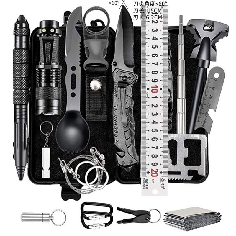 Outdoor Supplies Mountaineering Adventure Portable Multi-Functional Tool Box Self-driving Wilderness Survival Equipment Self-defense Supplies