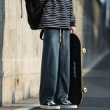 Осенние джинсы, мужские штаны для отдыха, оверсайз, свободный прямой крой