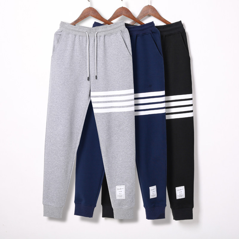 Summer pants men's Korean version of the trend tb sports pants men's loose slim fit waist pants knitted sweatpants men's casual pants
