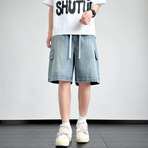 猎璞 Летние штаны, износостойкая джинсовая юбка, ретро шорты, оверсайз, в американском стиле