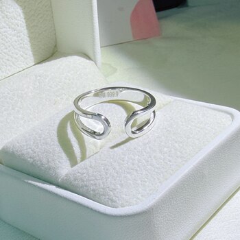 Pure silver 999 simple niche open semicircle ring