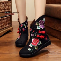 Giày mới mùa xuân và mùa thu Giày cũ Bắc Kinh Giày vải phong cách quốc gia Giày nữ thêu chelsea boot nữ