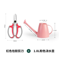 Розовый красный чайник, ножницы