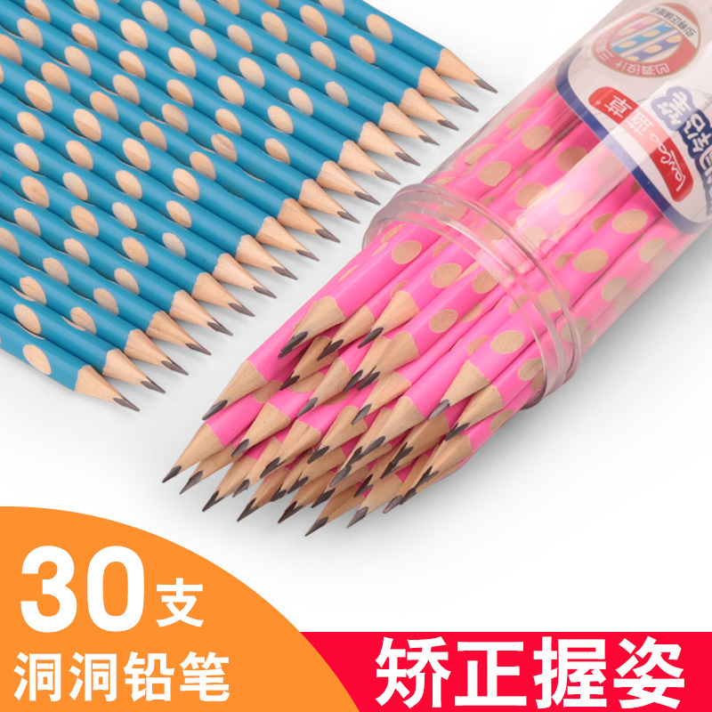 Student Dongle Pen HB Pencil Correction Grip Children Elementary School Students Pencil Triangle Rod Concave Hole Kindergarten Practice Calligraphy Pen