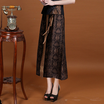 Heavy new middle-aged and elderly silk fragrant cloud yarn skirt national wind mulberry silk skirt mother embroidered classical long skirt