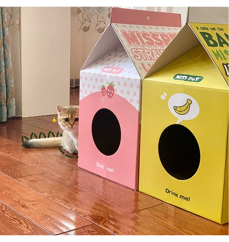 Толстая апельсиновая коробка молока кошка ловли кошачьи муш