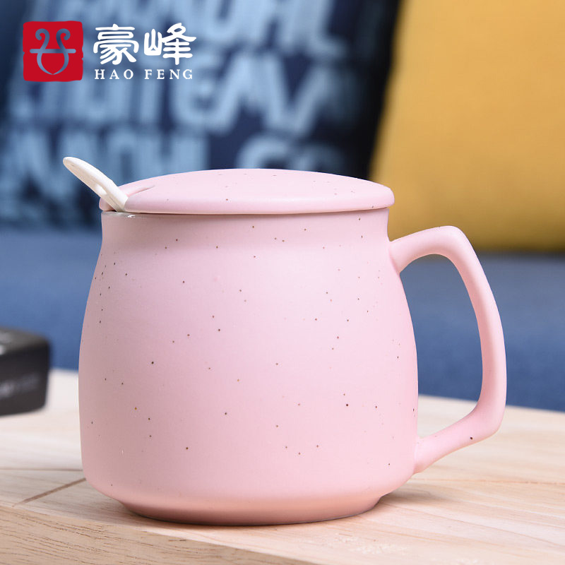 HaoFeng creative mugs ceramic cups of coffee cup milk cup breakfast cup express cartoon cup with a spoon