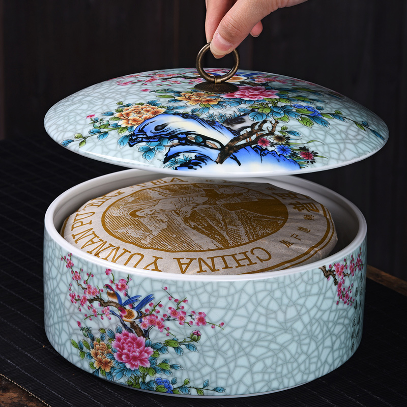 HaoFeng tea cake tin tea set home office box of goods can of pu 'er tea caddy fixings ceramic tea pot POTS