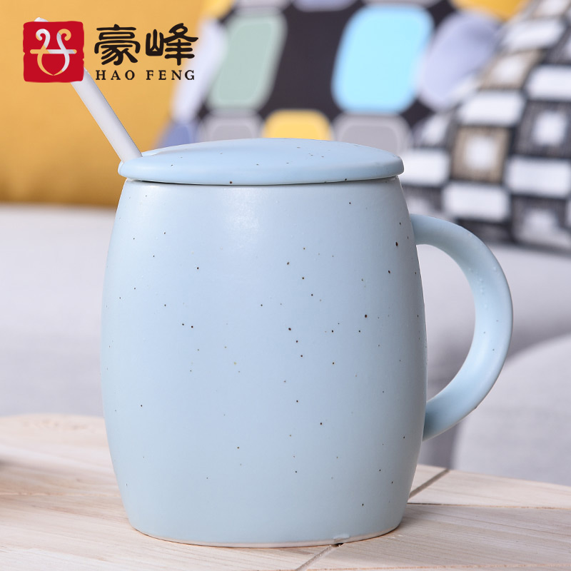 HaoFeng creative mugs ceramic cups of coffee cup milk cup breakfast cup express cartoon cup with a spoon