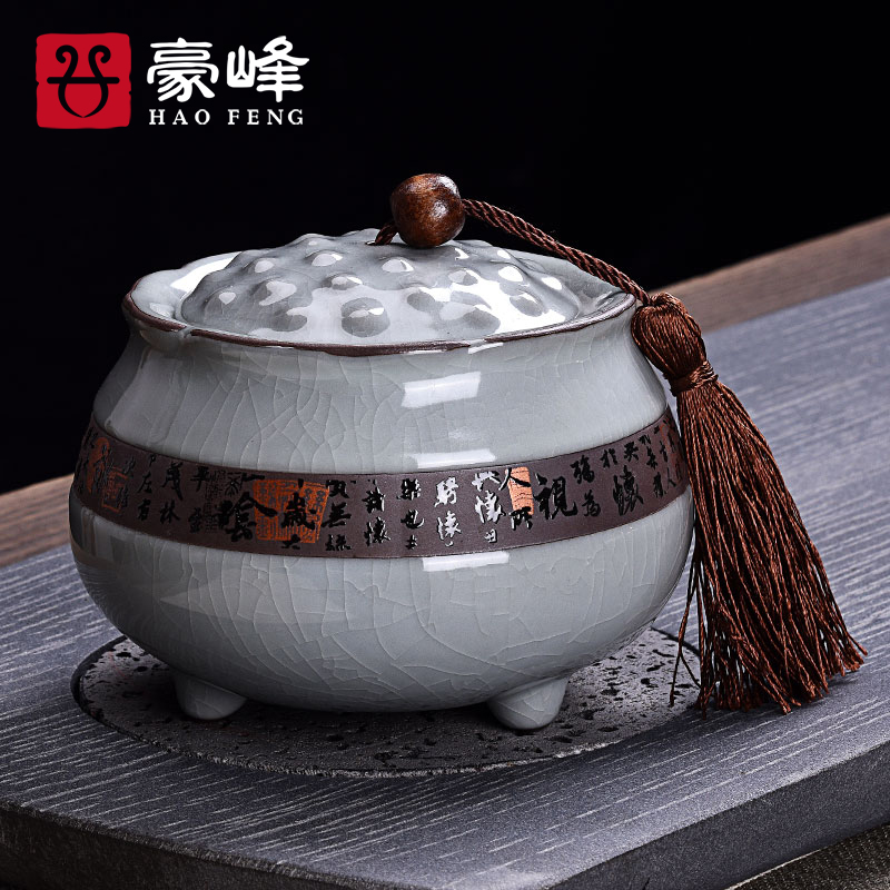 Caddy fixings HaoFeng elder brother up with ceramic seal tank storage tanks tieguanyin store receives puer tea pot of gift boxes