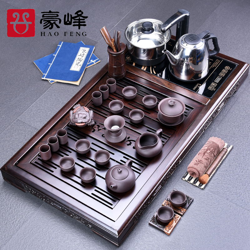 HaoFeng the whole piece of ebony wood tea tray tea tea saucer violet arenaceous kung fu tea set household teapot