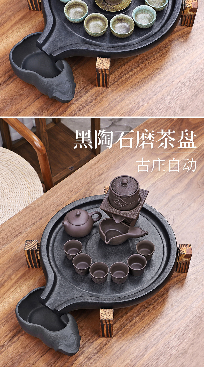 HaoFeng purple sand tea set household kung fu ceramic pot water storage tea tray tea solid wood tea tea table