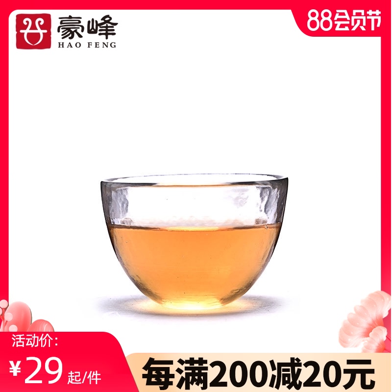 Haofeng thickened heat-resistant glass tea cup Kung Fu tea set Household small teacup Master cup with handle Teacup Teacup