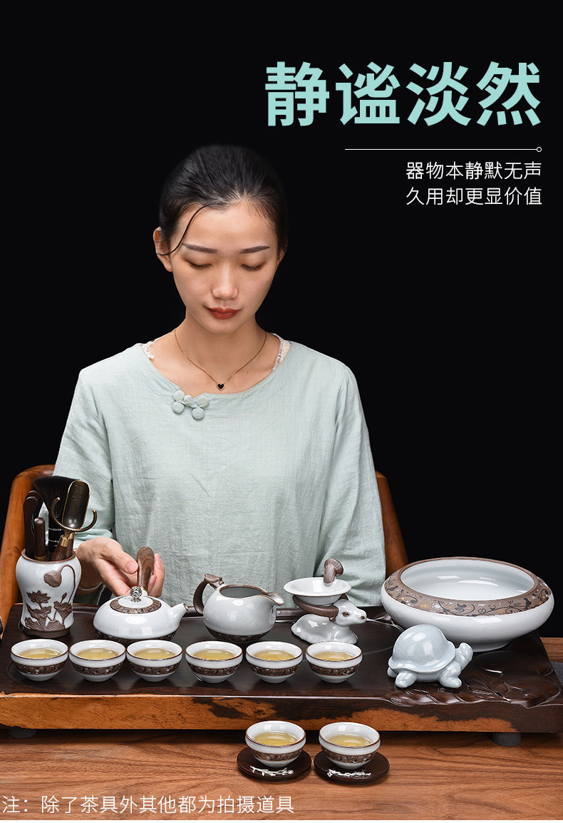 HaoFeng elder brother up of a complete set of kung fu tea set suit household contracted ceramic teapot teacup three GaiWanCha only way with parts