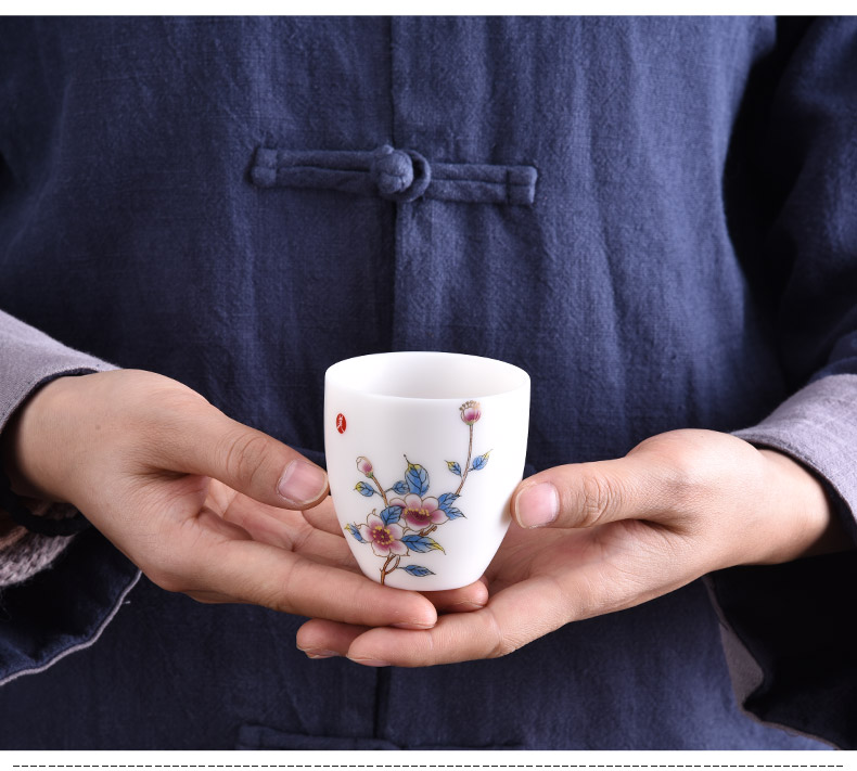 HaoFeng ceramic household dehua white porcelain cup ore suet jade porcelain office home master single CPU