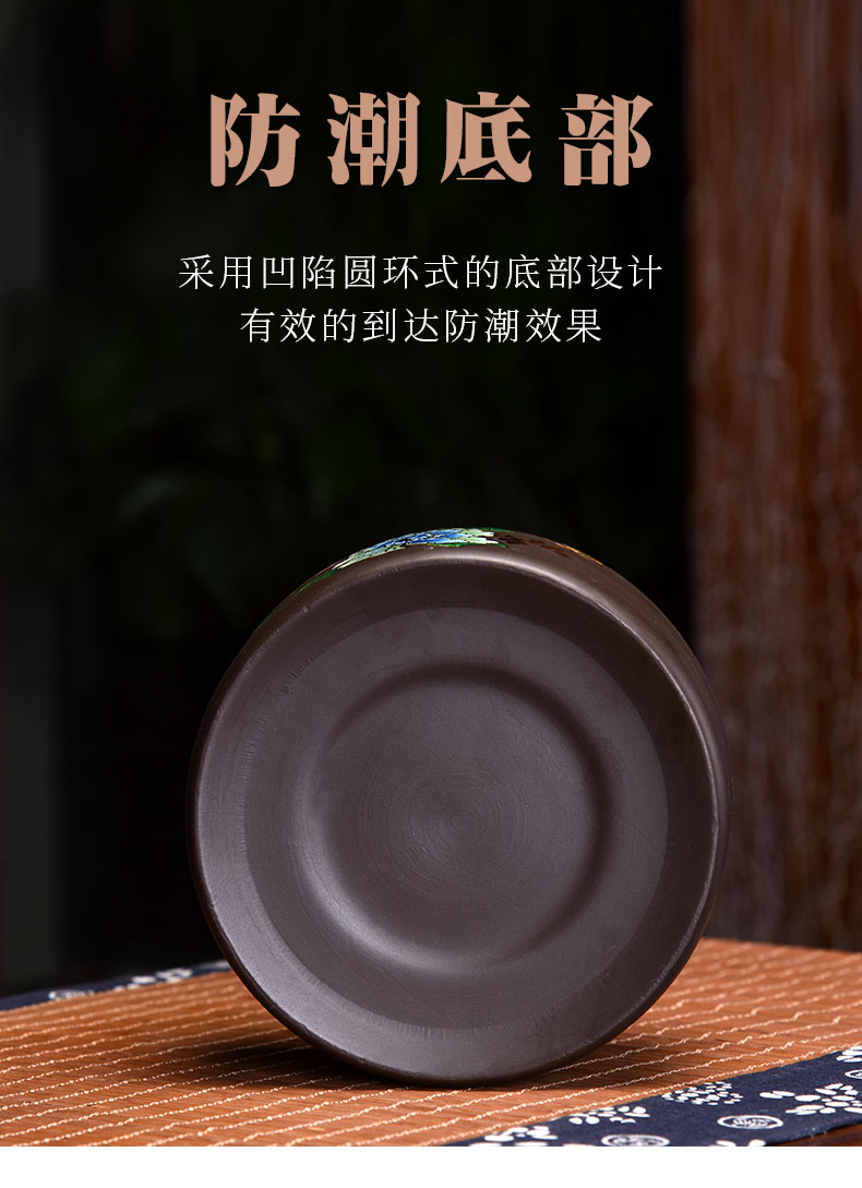 HaoFeng violet arenaceous caddy fixings creative tank kung fu tea set household tea accessories moistureproof large - sized puer tea pot