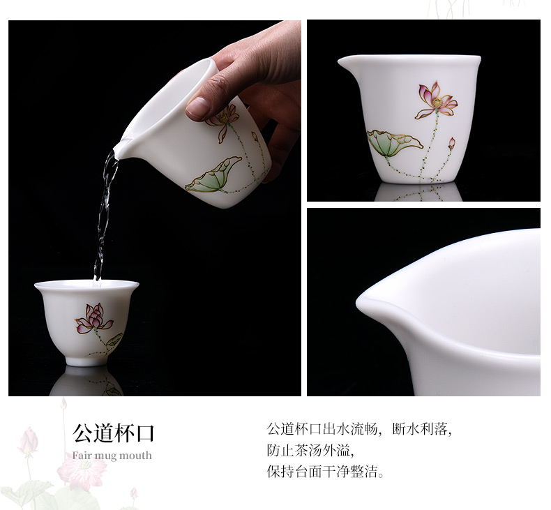 HaoFeng dehua suet jade white porcelain tea sets ceramic bamboo kung fu tea set gift box lid bowl