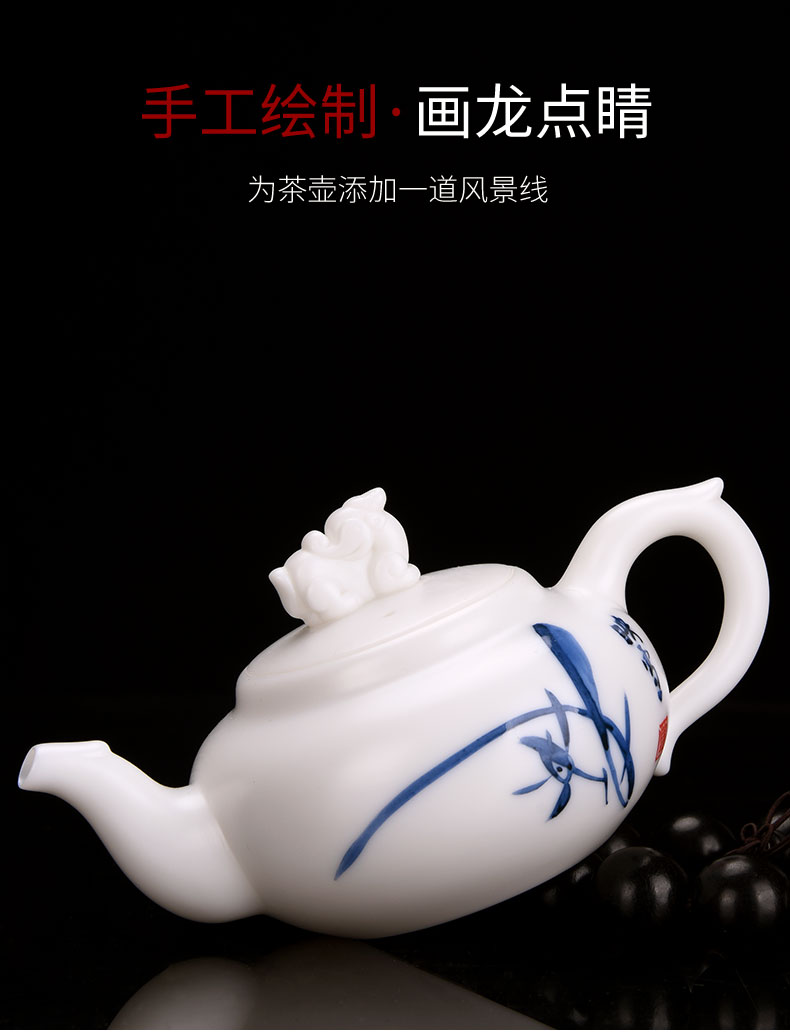 HaoFeng dehua white porcelain white porcelain jade teapot household China CiHu ceramic kung fu single pot of tea tea accessories