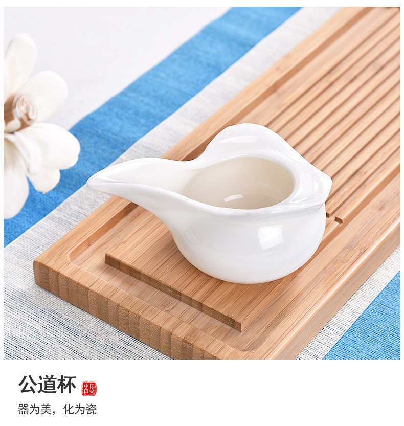 HaoFeng dehua porcelain white porcelain kung fu tea set jade teapot teacup tureen home office of a complete set of gift box