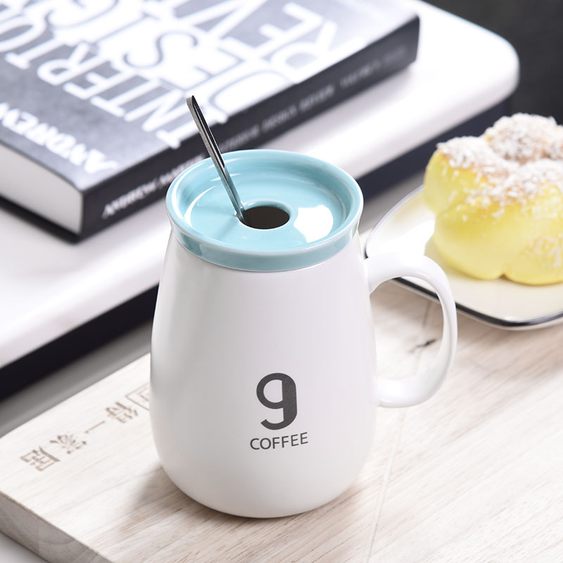 HaoFeng creative mugs ceramic cups of coffee cup milk cup breakfast cup express cartoon cup with a spoon