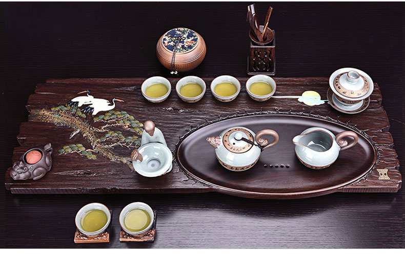 HaoFeng the whole piece of ebony wood tea tray was kung fu and exquisite tea sets purple sand tea tea tea table