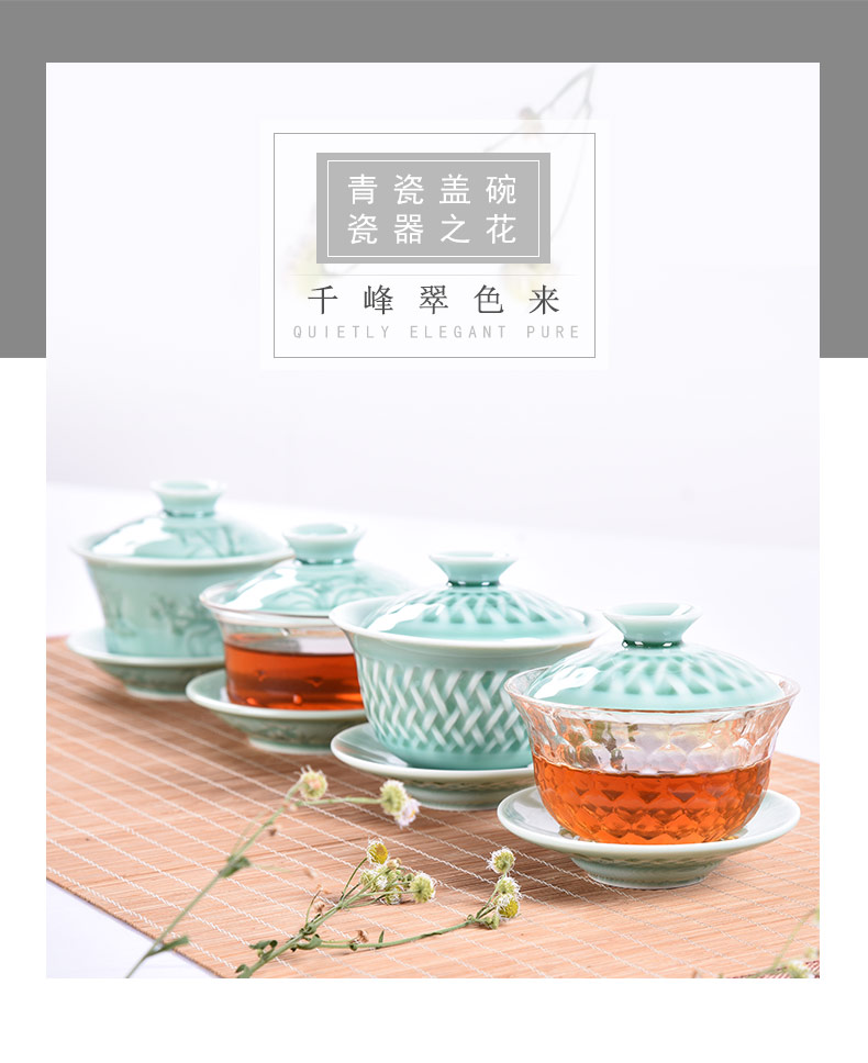 HaoFeng ceramic only three tureen kung fu tea set household glass bowl large Japanese contracted the teapot tea accessories